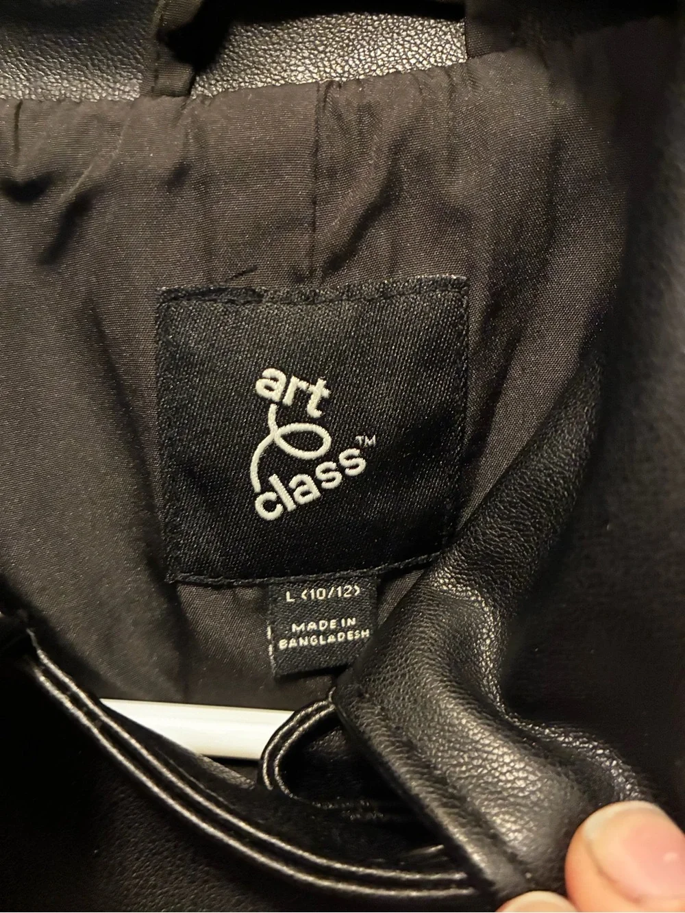 art class Black Quilted-Shoulder Faux Leather Moto Jacket